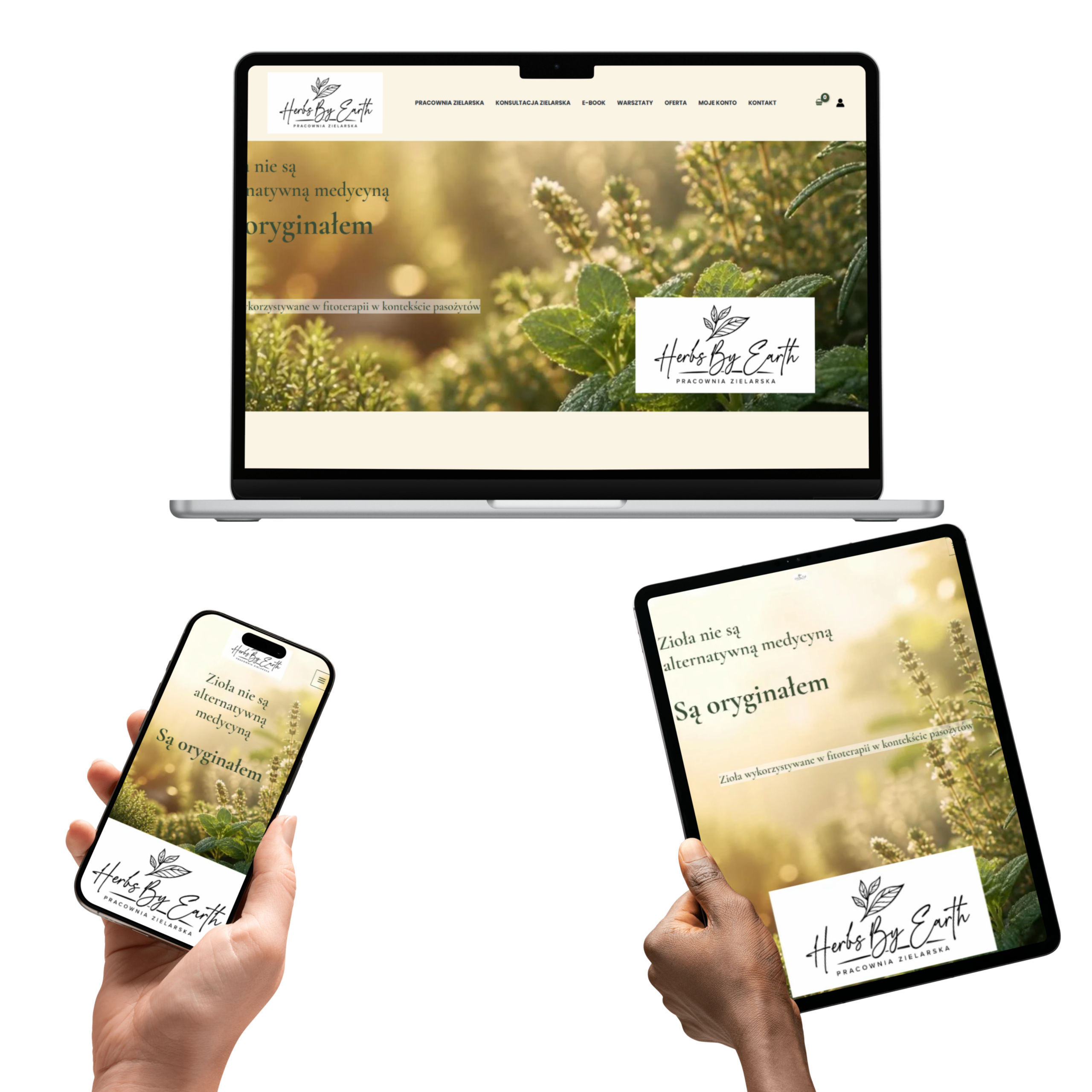 Herbs By Earth Mockup na różnych urządzeniach